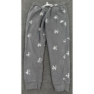 Nike All Over Logo Men Large Jogger Sweatpants Charcoal Gray Active Comfort